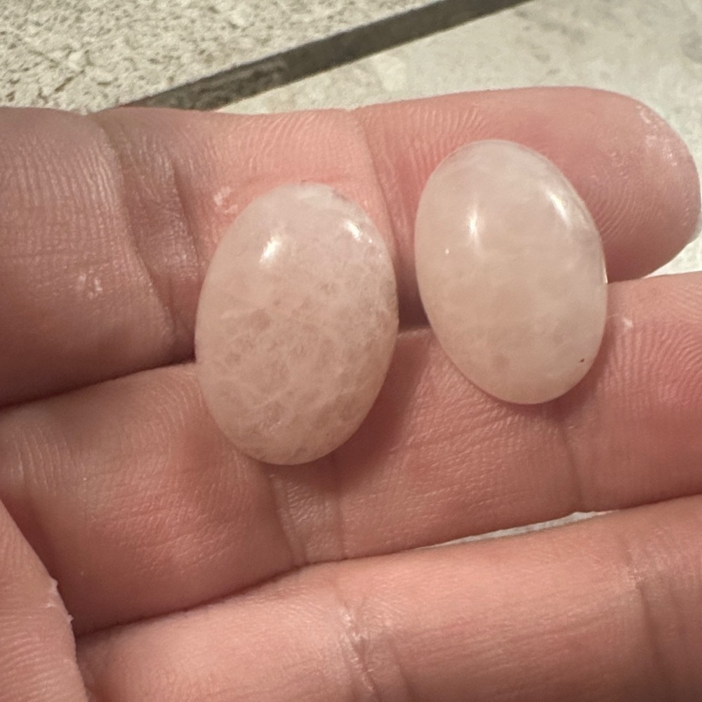 Pink Oval Gemstones Earrings